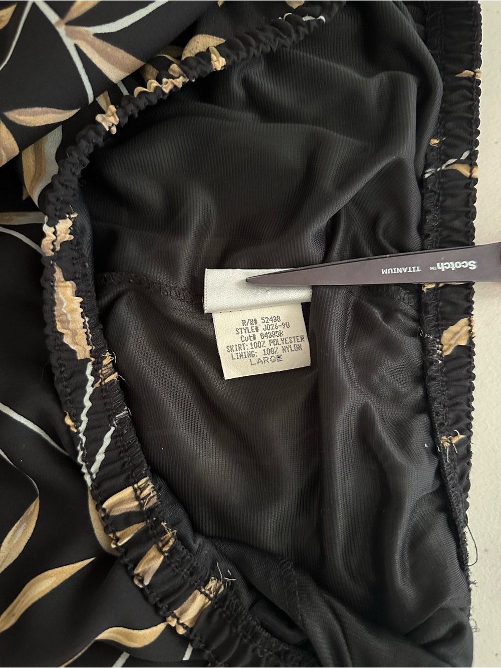Vintage 90s Black Mesh Maxi Slip Skirt Leaf Print Size Large Boho Soft Grunge - Picture 6 of 9